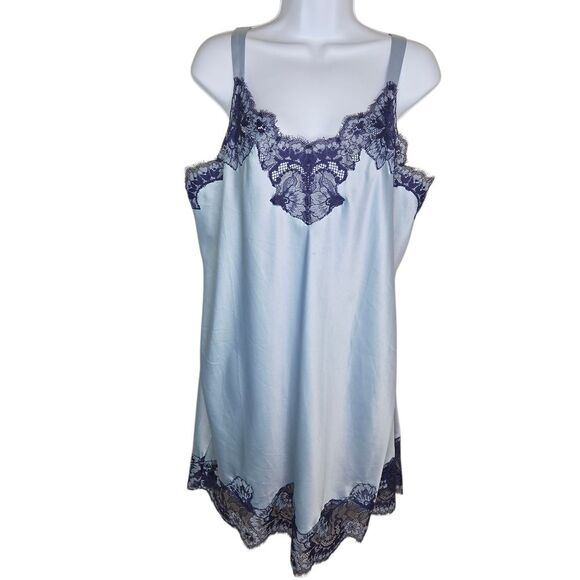 Soma Satin & Lace Celestial Blue Chemise Nightgown Size XL - Picture 2 of 8